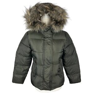 ROTHSCHILD HEAVYWEIGHT PUFFER JACKET WITH FAUX FUR HOOD GREEN NWT GIRLS LARGE 14